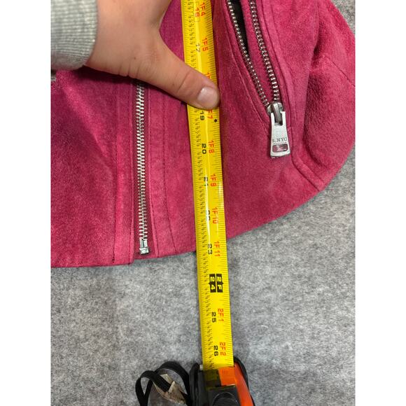 Bagatelle NYC Jacket Womens Large Pink Suede Leather Full Zip Motor Biker Grunge - Picture 3 of 5